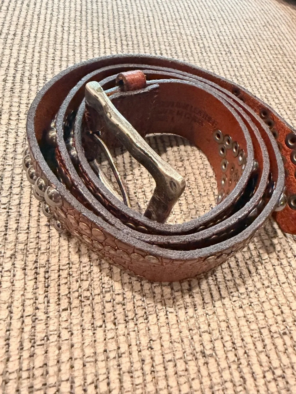 Brown Western Genuine Leather Belt with Metal Accents Multicolor Studded Size L